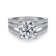 Rivah - 14K White Gold Split Shank Round Diamond Engagement Ring