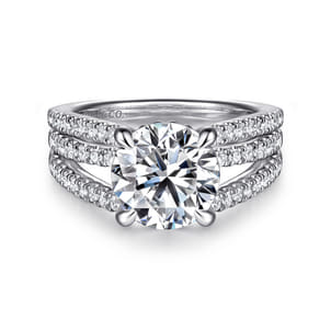 Rivah - 14K White Gold Split Shank Round Diamond Engagement Ring