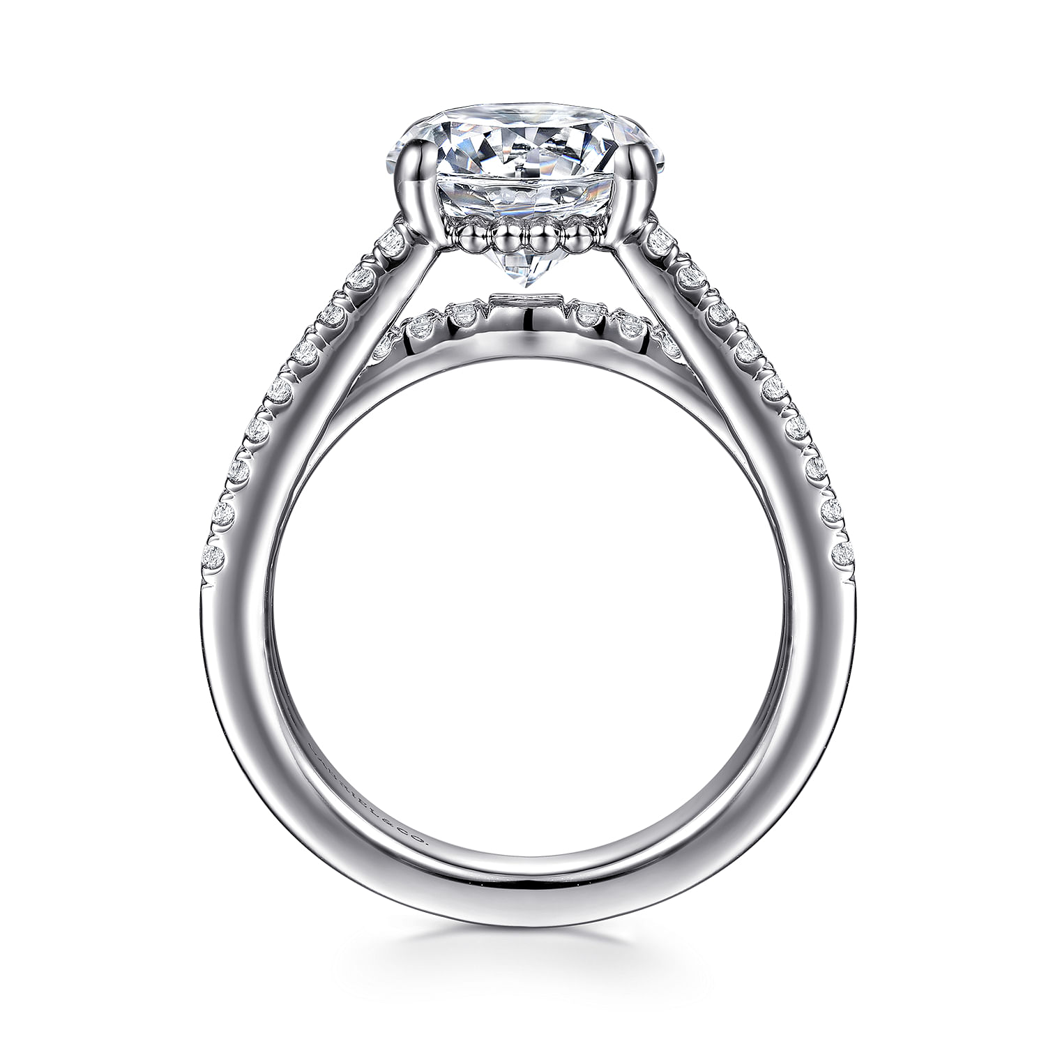 Rivah - 14K White Gold Split Shank Round Diamond Engagement Ring