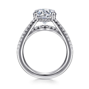 Rivah - 14K White Gold Split Shank Round Diamond Engagement Ring