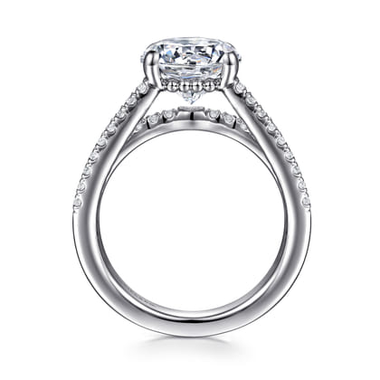 Rivah - 14K White Gold Split Shank Round Diamond Engagement Ring
