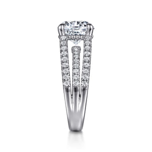 Rivah - 14K White Gold Split Shank Round Diamond Engagement Ring