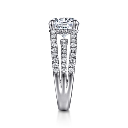 Rivah - 14K White Gold Split Shank Round Diamond Engagement Ring