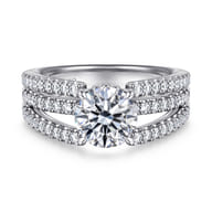 Rivah - 14K White Gold Split Shank Round Diamond Engagement Ring