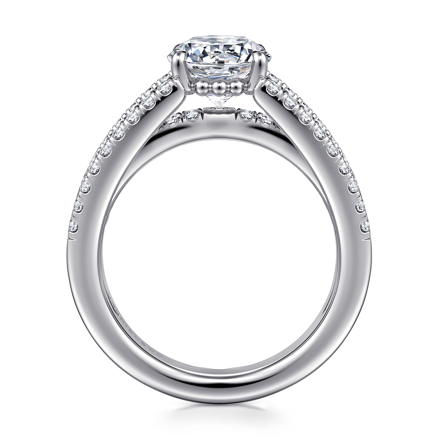 Rivah - 14K White Gold Split Shank Round Diamond Engagement Ring