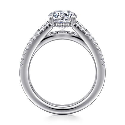 Rivah - 14K White Gold Split Shank Round Diamond Engagement Ring