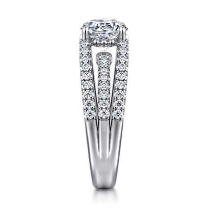 Rivah - 14K White Gold Split Shank Round Diamond Engagement Ring