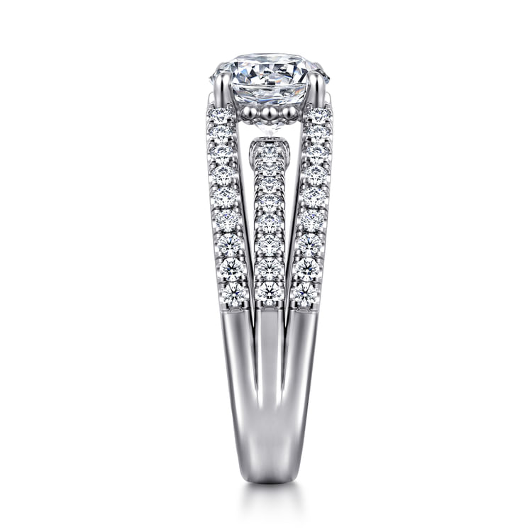 Rivah - 14K White Gold Split Shank Round Diamond Engagement Ring