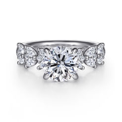 14K White Gold Round Diamond Engagement Ring