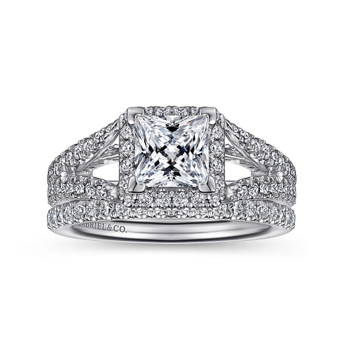 Robbia - 14K White Gold Princess Halo Diamond Engagement Ring - 0.66 ct - Shot 4