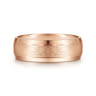 Robert - 14K Rose Gold 7mm - Beveled Edge Men's Wedding Band in Horizontal Brush Finish
