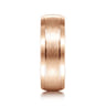 Robert - 14K Rose Gold 7mm - Beveled Edge Men's Wedding Band in Horizontal Brush Finish