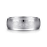 Robert - 14K White Gold 7mm - Beveled Edge Men's Wedding Band in Horizontal Brush Finish