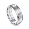 Robert - 14K White Gold 7mm - Beveled Edge Men's Wedding Band in Horizontal Brush Finish
