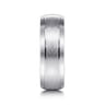 Robert - 14K White Gold 7mm - Beveled Edge Men's Wedding Band in Horizontal Brush Finish