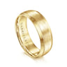 Robert - 14K Yellow Gold 7mm - Beveled Edge Men's Wedding Band in Horizontal Brush Finish