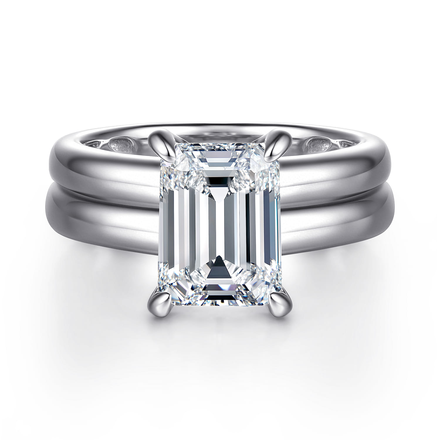Robin - 14K White Gold Emerald Cut Diamond Engagement Ring