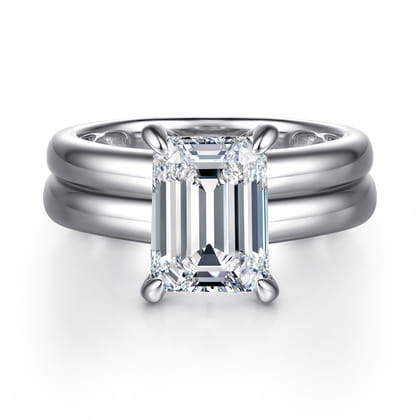 Robin - 14K White Gold Emerald Cut Diamond Engagement Ring