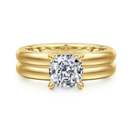 Robin - 14K Yellow Gold Cushion Cut Diamond Engagement Ring
