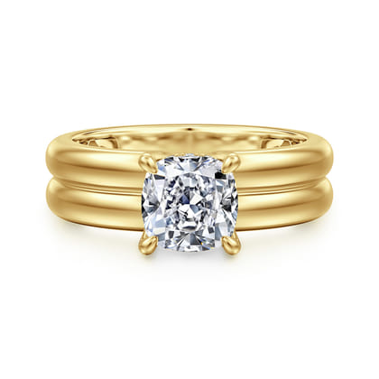 Robin - 14K Yellow Gold Cushion Cut Diamond Engagement Ring