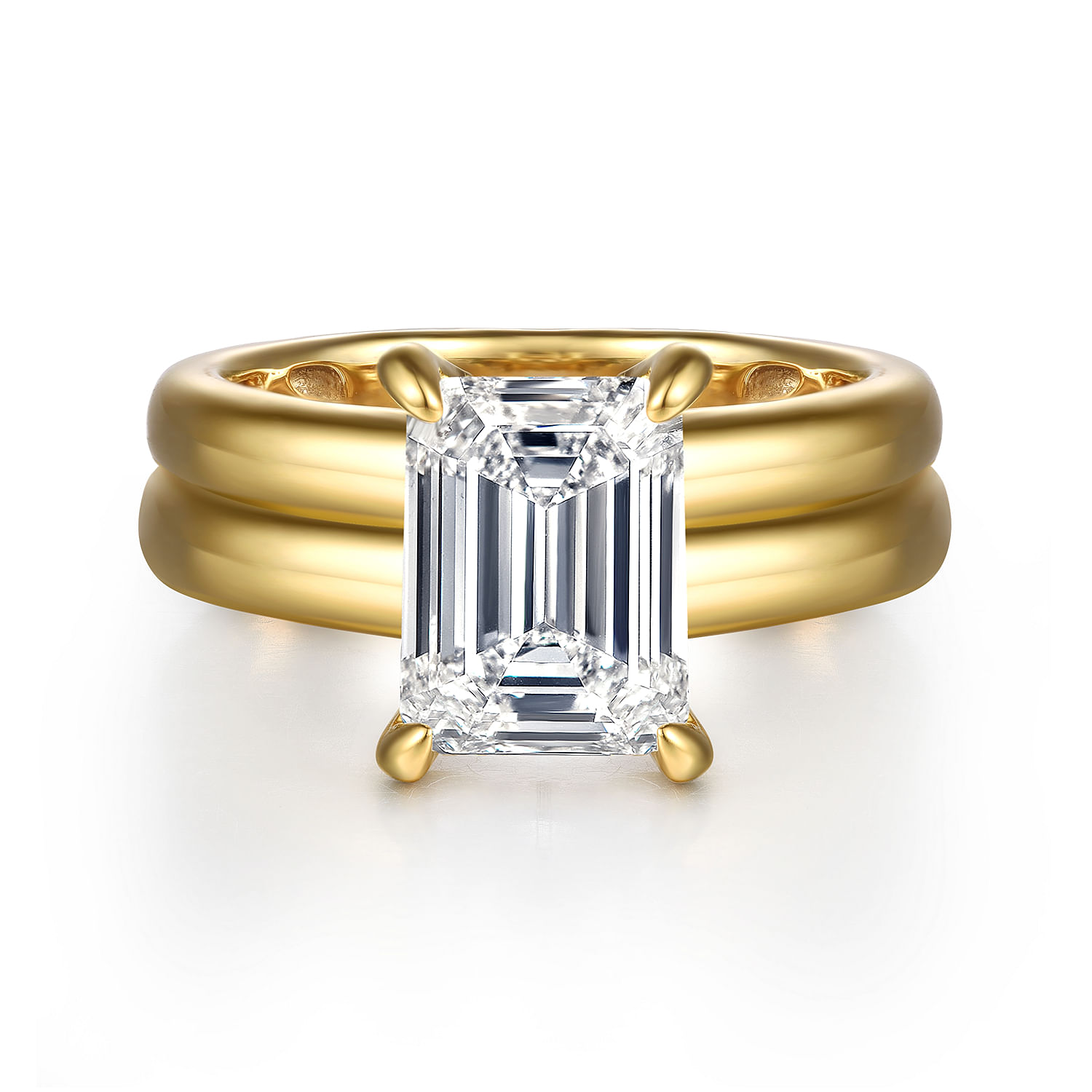 Robin - 14K Yellow Gold Emerald Cut Diamond Engagement Ring
