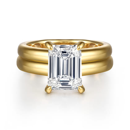 Robin - 14K Yellow Gold Emerald Cut Diamond Engagement Ring