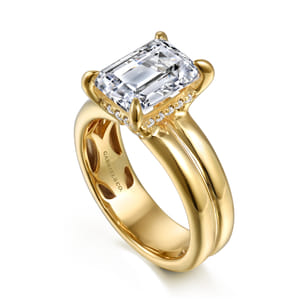Robin - 14K Yellow Gold Emerald Cut Diamond Engagement Ring