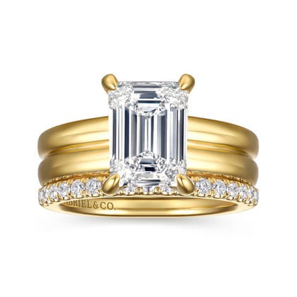 Robin - 14K Yellow Gold Emerald Cut Diamond Engagement Ring