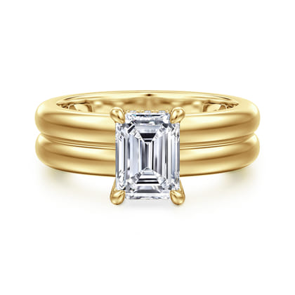 Robin - 14K Yellow Gold Emerald Cut Diamond Engagement Ring