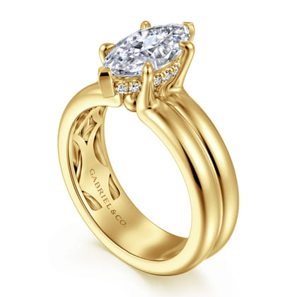 Robin - 14K Yellow Gold Marquise Shape Diamond Engagement Ring