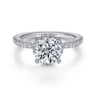 Rocco - 14K White Gold Hidden Halo Round Diamond Engagement Ring