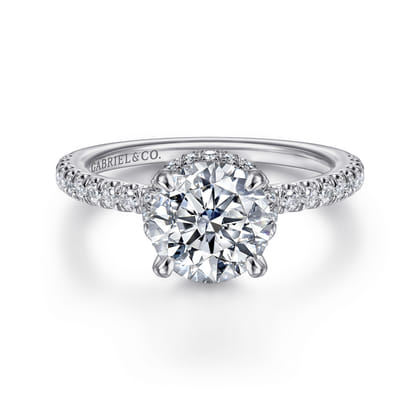 Rocco - 14K White Gold Hidden Halo Round Diamond Engagement Ring