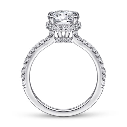 Rocco - 14K White Gold Hidden Halo Round Diamond Engagement Ring