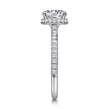 Rocco - 14K White Gold Hidden Halo Round Diamond Engagement Ring