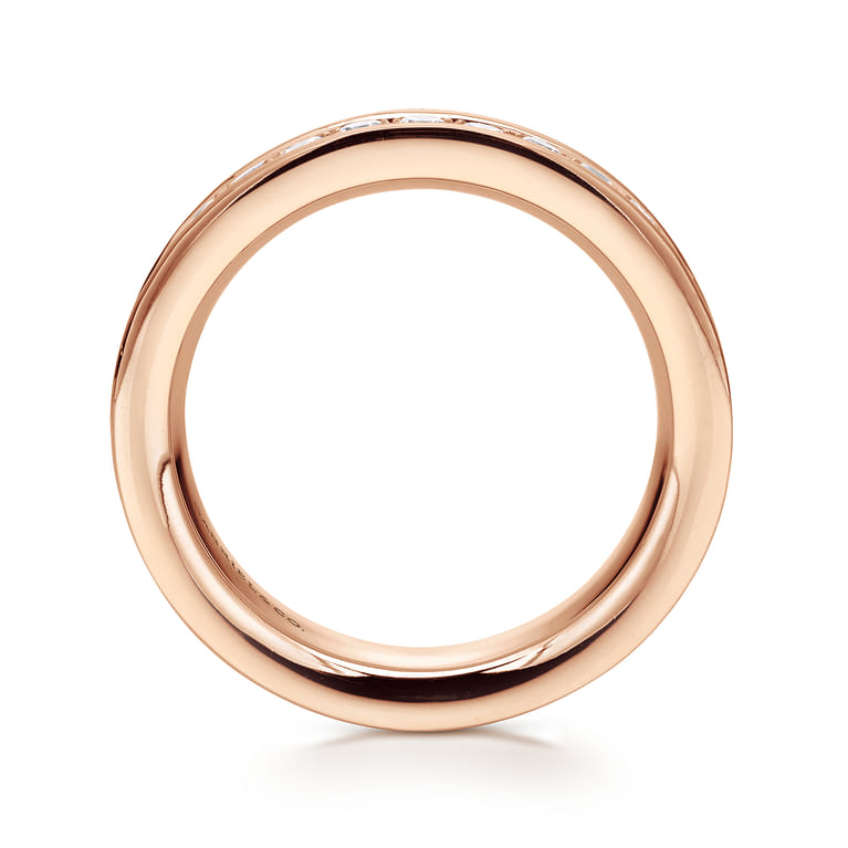 Eternity Band Wedding Ring in 14k Rose Gold with Round Natural Diamond at Gabriel & Co. - Shot 2