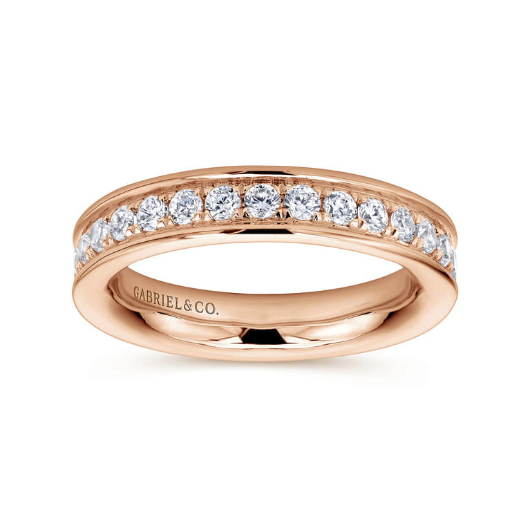 Eternity Band Wedding Ring in 14k Rose Gold with Round Natural Diamond at Gabriel & Co. - Shot 4