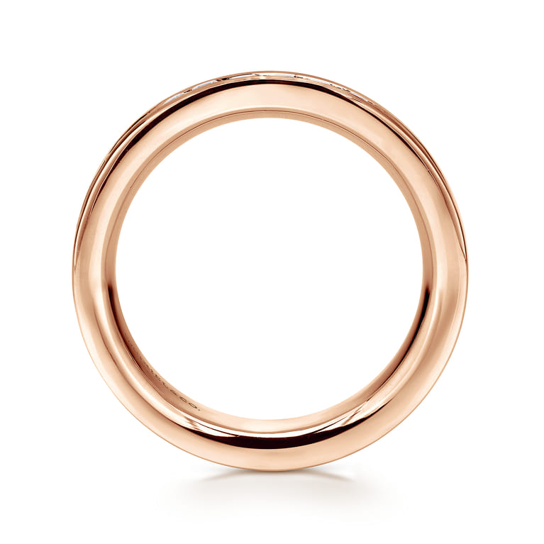 Eternity Band Wedding Ring in 14k Rose Gold with Round Natural Diamond at Gabriel & Co. - Shot 2