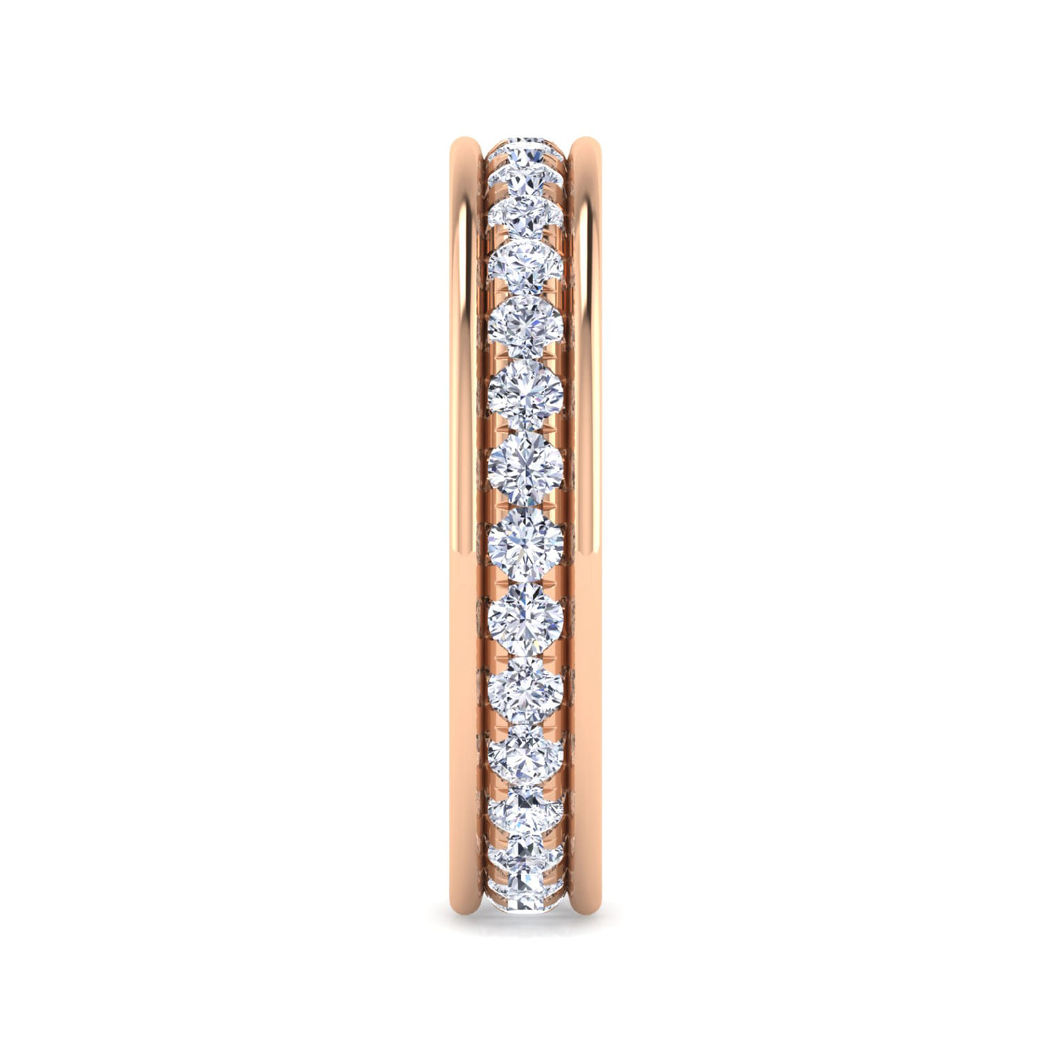 Eternity Band Wedding Ring in 14k Rose Gold with Round Natural Diamond at Gabriel & Co. - Shot 4