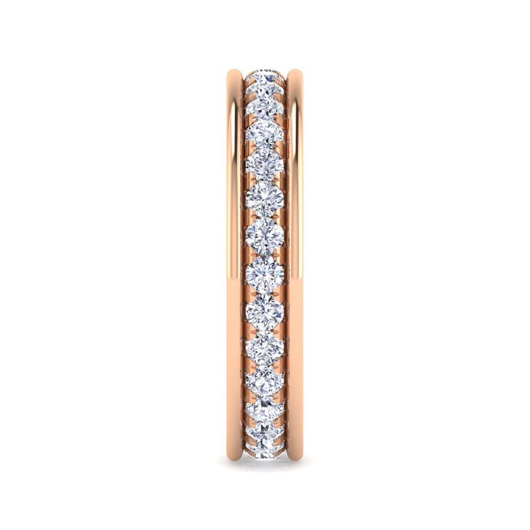 Eternity Band Wedding Ring in 14k Rose Gold with Round Natural Diamond at Gabriel & Co. - Shot 4