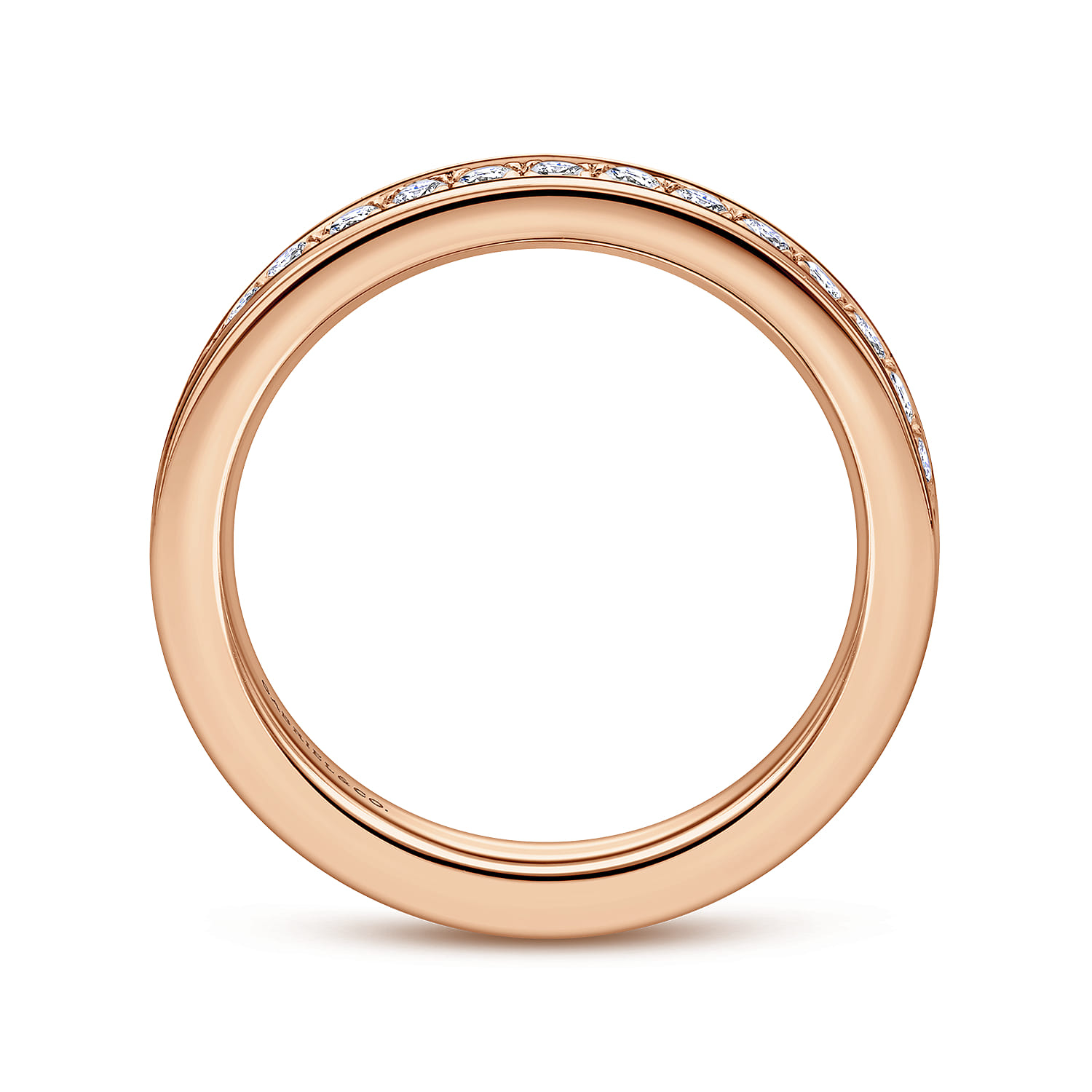 Eternity Band Wedding Ring in 14k Rose Gold with Round Natural Diamond at Gabriel & Co. - Shot 2