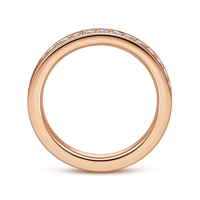 Eternity Band Wedding Ring in 14k Rose Gold with Round Natural Diamond at Gabriel & Co. - Shot 2