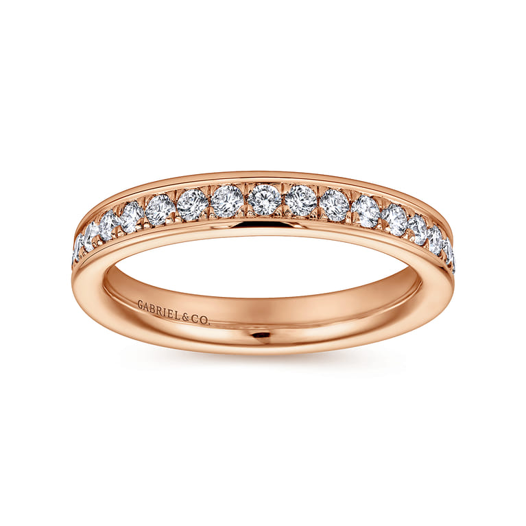 Eternity Band Wedding Ring in 14k Rose Gold with Round Natural Diamond at Gabriel & Co. - Shot 4