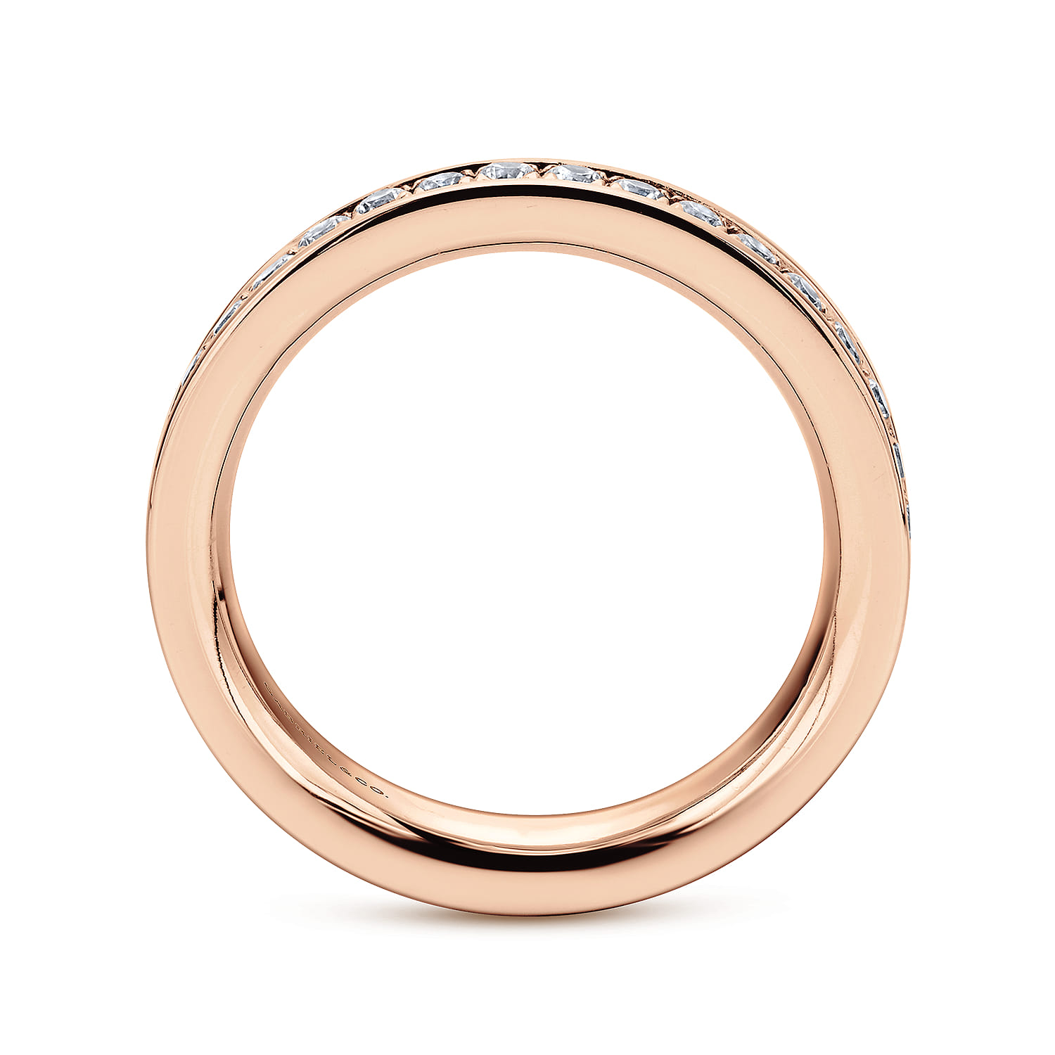Eternity Band Wedding Ring in 14k Rose Gold with Round Natural Diamond at Gabriel & Co. - Shot 2