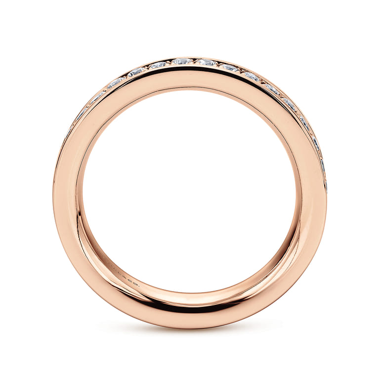 Eternity Band Wedding Ring in 14k Rose Gold with Round Natural Diamond at Gabriel & Co. - Shot 2