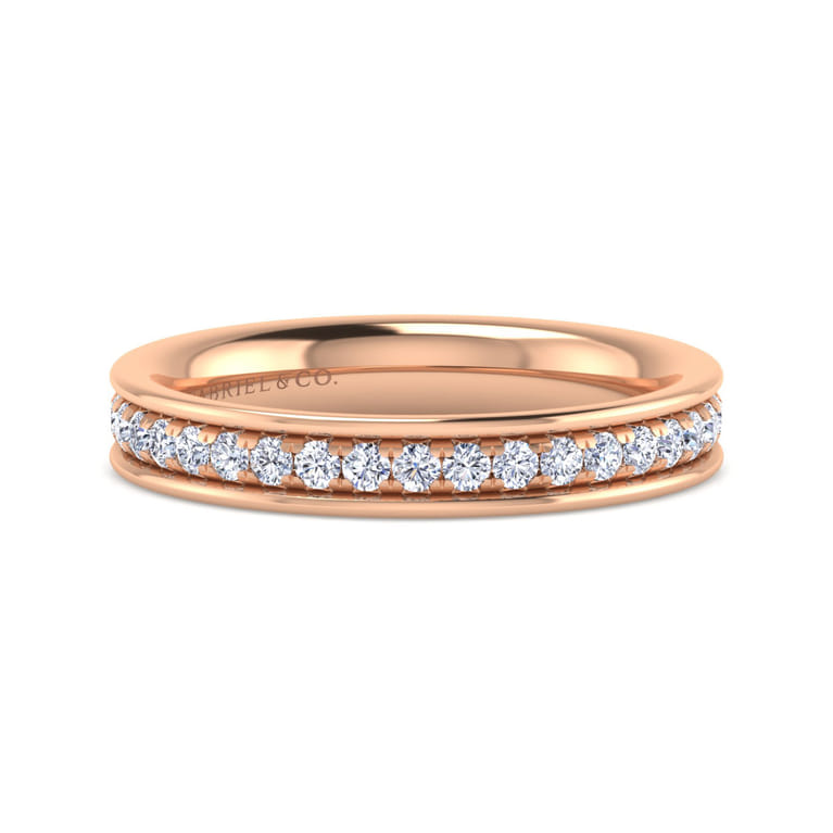 Eternity Band Wedding Ring in 14k Rose Gold with Round Natural Diamond at Gabriel & Co. - Shot 1