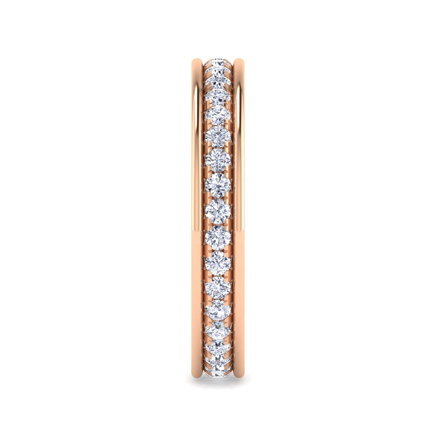 Eternity Band Wedding Ring in 14k Rose Gold with Round Natural Diamond at Gabriel & Co. - Shot 4