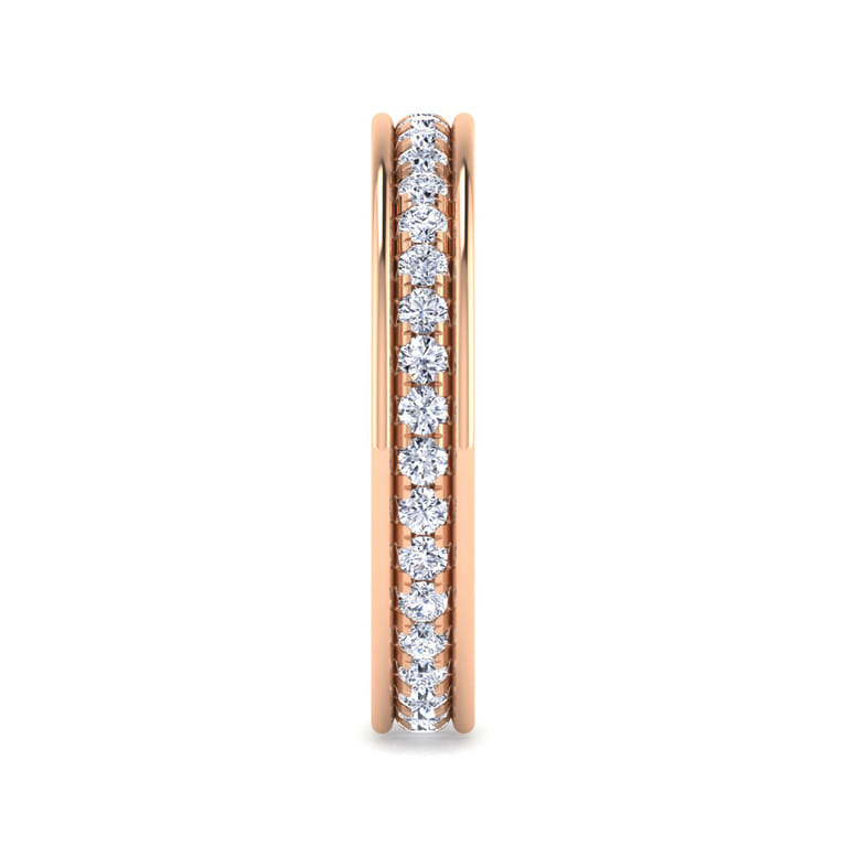 Eternity Band Wedding Ring in 14k Rose Gold with Round Natural Diamond at Gabriel & Co. - Shot 4