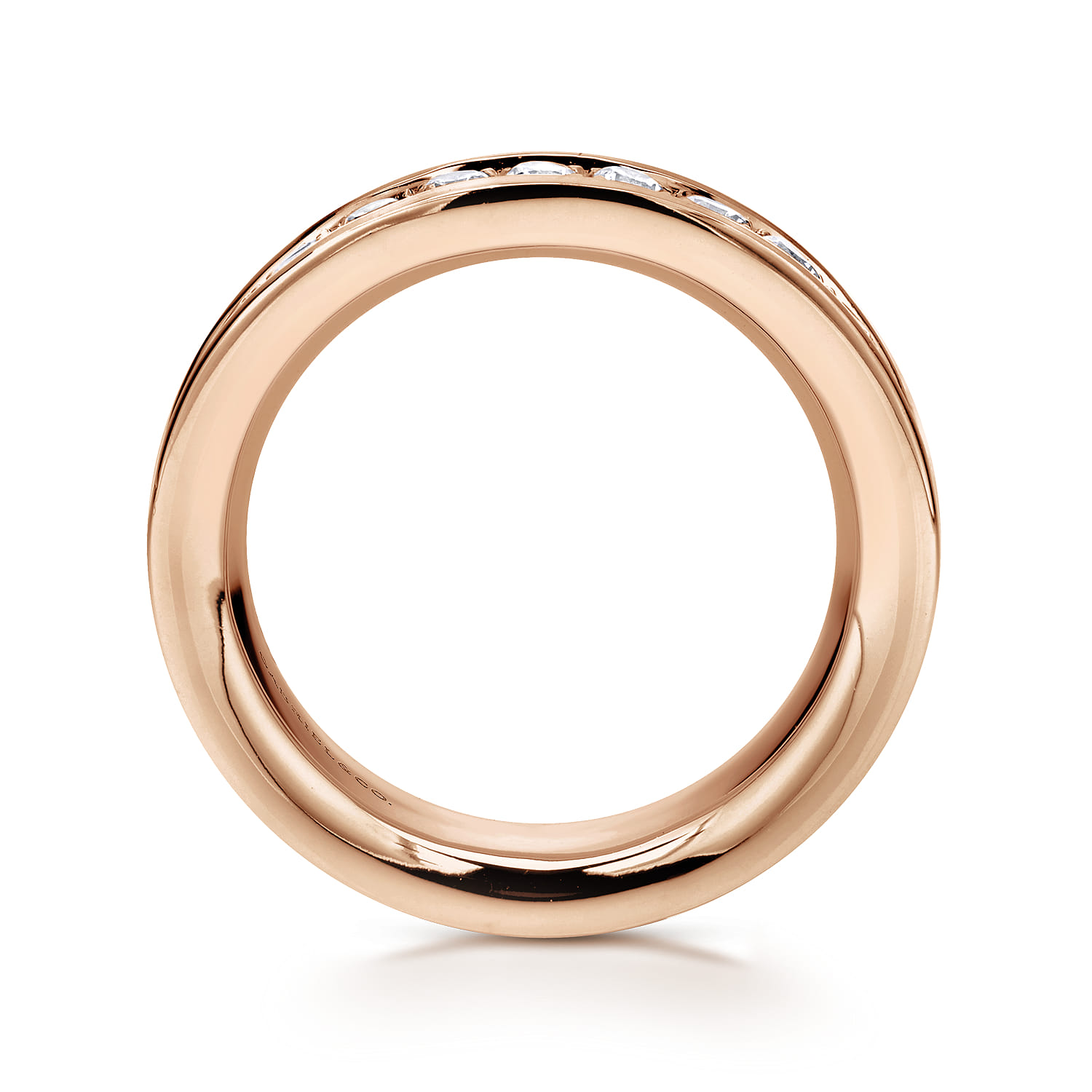 Eternity Band Wedding Ring in 14k Rose Gold with Round Natural Diamond at Gabriel & Co. - Shot 2