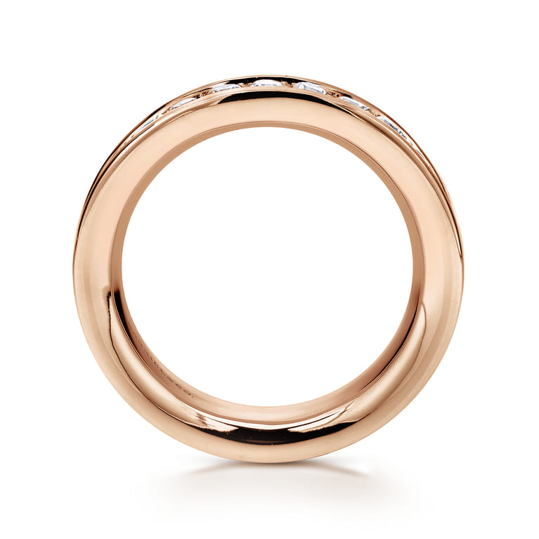 Eternity Band Wedding Ring in 14k Rose Gold with Round Natural Diamond at Gabriel & Co. - Shot 2