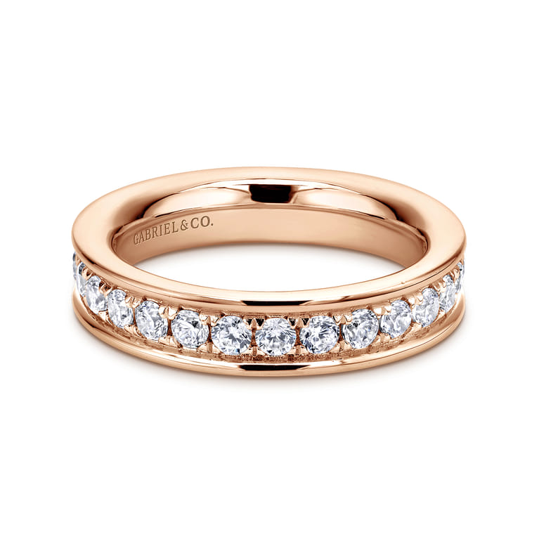 Eternity Band Wedding Ring in 14k Rose Gold with Round Natural Diamond at Gabriel & Co. - Shot 1